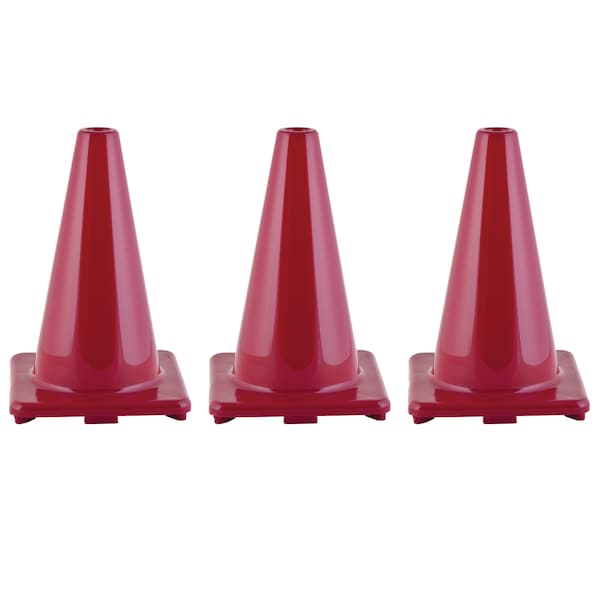 High Visibility Flexible Vinyl Cone, 12in, Red, PK3
